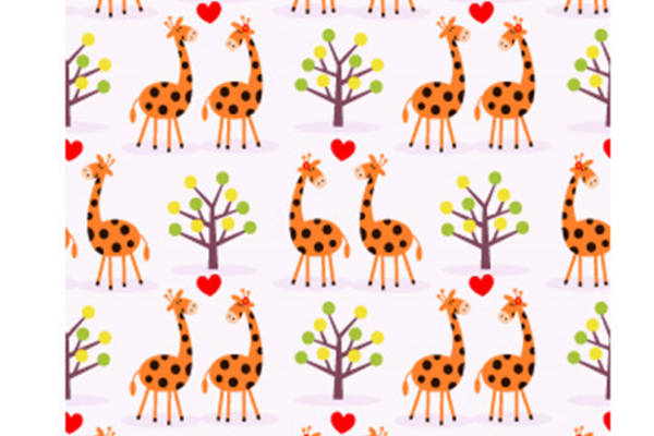 可爱卡通长颈鹿图案服装印花面料设计