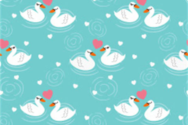 浪漫天鹅湖主题面料印花,温馨服装印花设计