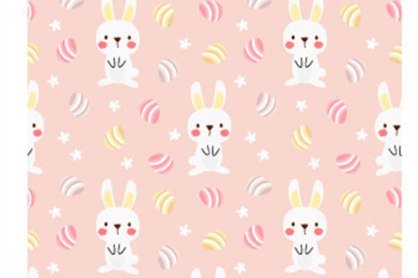 可爱卡通兔子面料印花设计，适合儿童服装印花