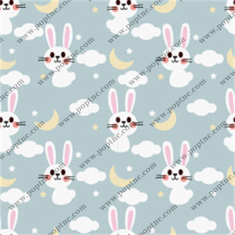 可爱兔子月亮星星图案面料印花服装印花设计
