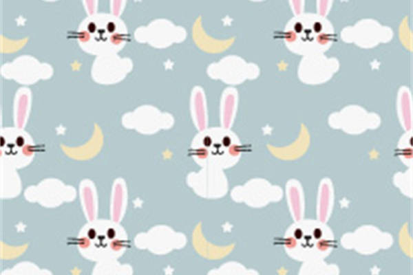 可爱兔子月亮星星图案面料印花服装印花设计