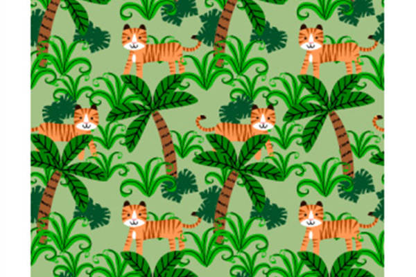 热带丛林老虎图案面料印花服装印花设计