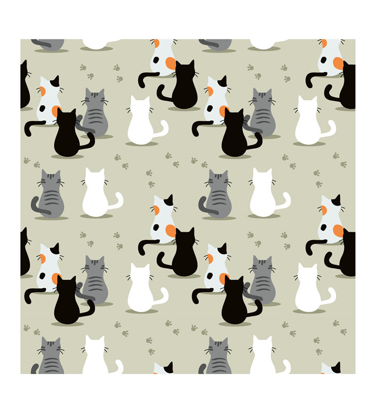 可爱猫咪图案面料印花服装印花设计