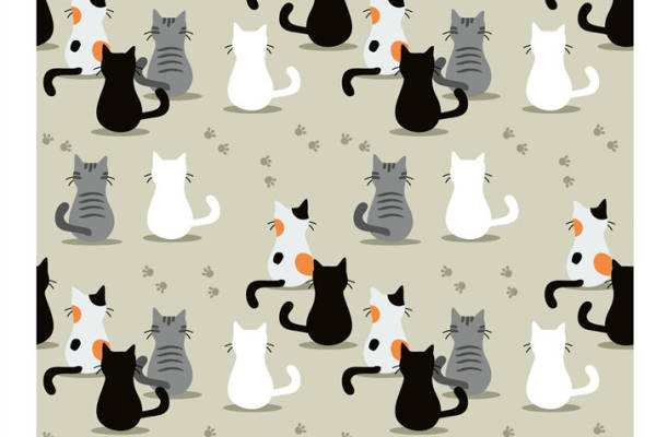 可爱猫咪图案面料印花服装印花设计