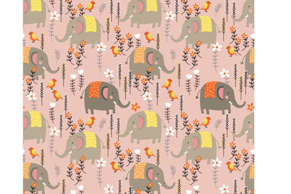 可爱动物图案面料印花，儿童服装印花设计