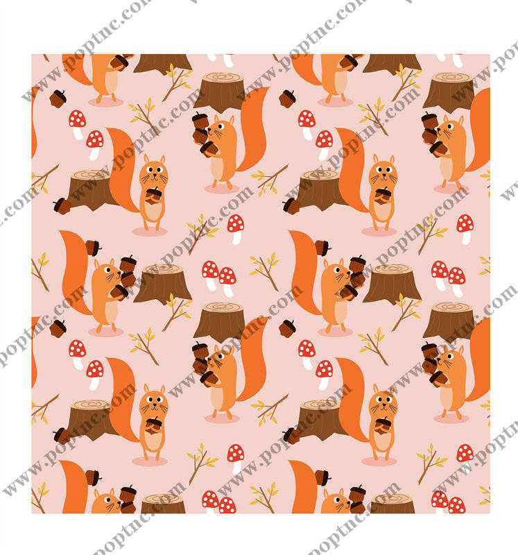 可爱松鼠森林主题面料印花服装印花设计