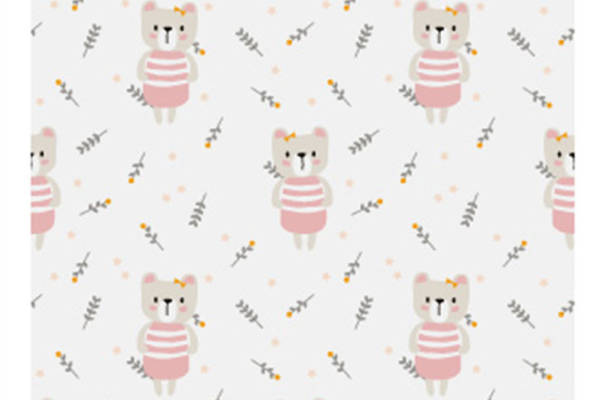 可爱卡通猫咪条纹服装印花面料设计