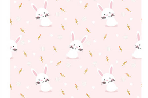 可爱卡通兔子面料印花设计，春日服装印花图案推荐