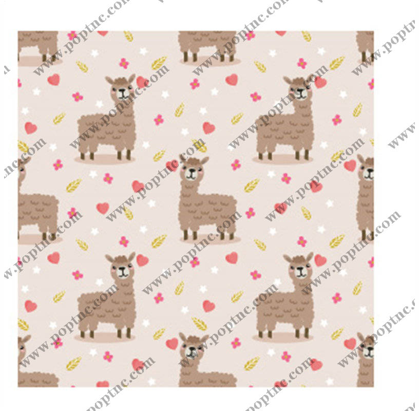 可爱卡通羊驼面料印花,温馨儿童服装印花设计
