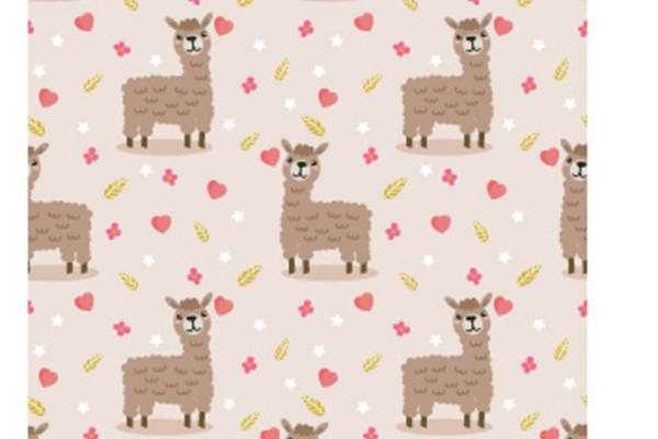 可爱卡通羊驼面料印花,温馨儿童服装印花设计