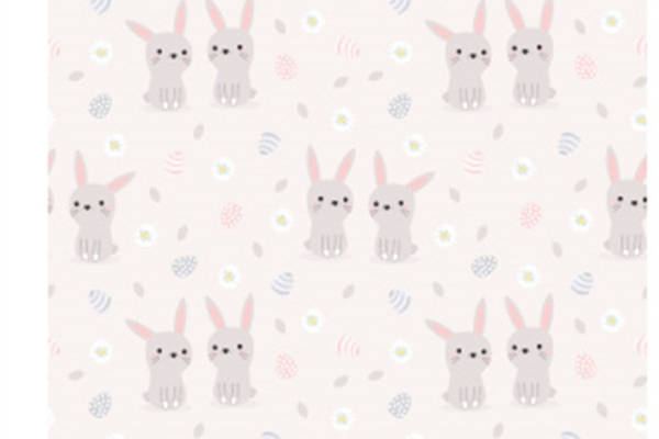 可爱卡通兔子图案面料印花，儿童服装印花设计