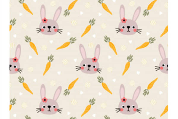 可爱兔子胡萝卜图案面料印花服装印花设计