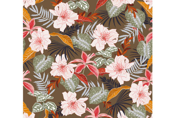 热带风情花卉图案面料印花服装印花设计