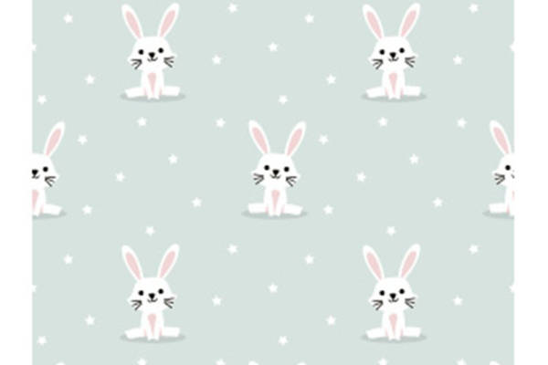 可爱卡通兔子星星图案服装印花面料设计