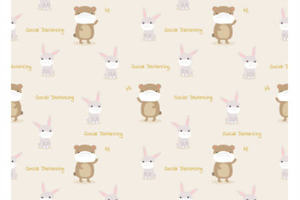 可爱卡通兔子熊面料印花，儿童服装印花设计