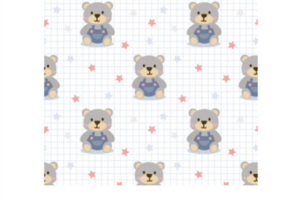 可爱卡通熊图案面料印花 儿童服装印花设计