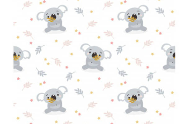 可爱卡通考拉图案面料印花,儿童服装印花设计