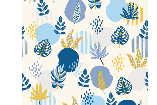 时尚自然风面料印花，清新植物图案服装印花设计