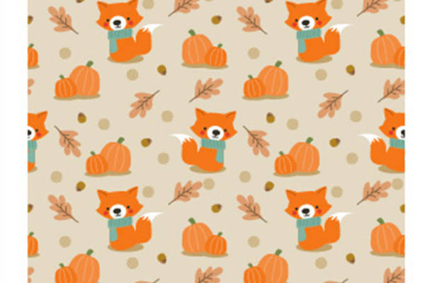 秋季可爱狐狸南瓜服装印花面料设计