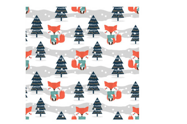 冬季森林狐狸服装印花面料设计