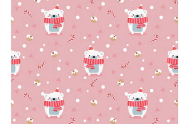 可爱卡通北极熊圣诞服装印花面料设计