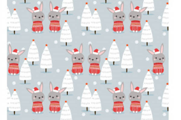 冬季可爱兔子圣诞树服装印花面料推荐
