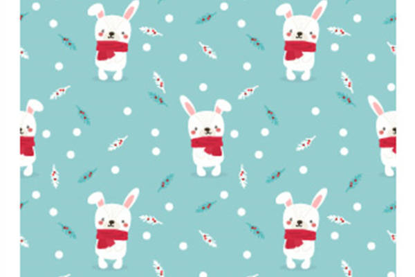 可爱卡通兔子围巾面料印花服装设计