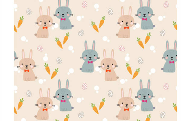 可爱兔子胡萝卜图案面料印花儿童服装印花设计