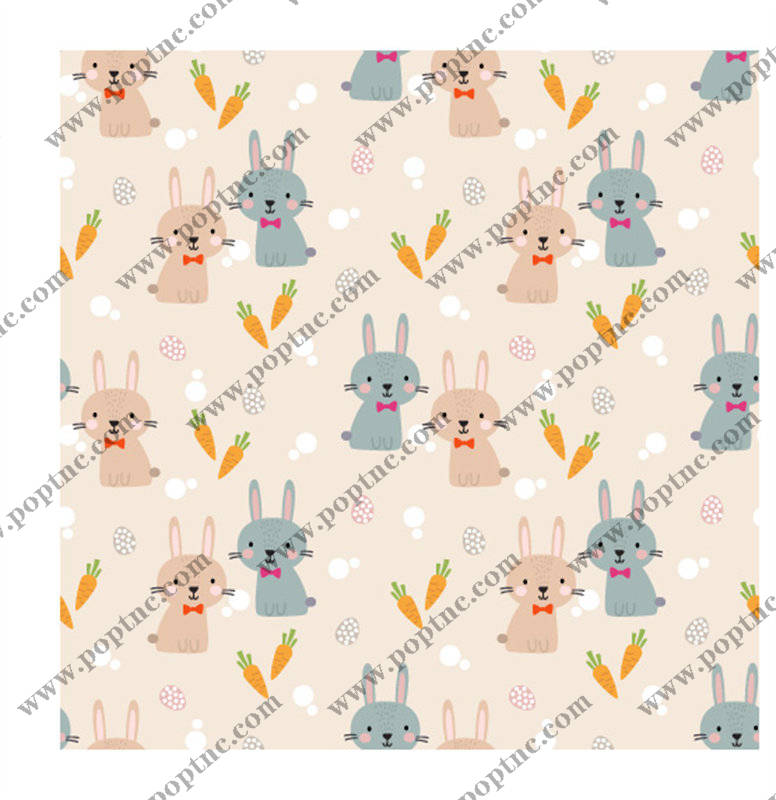 可爱兔子胡萝卜图案面料印花儿童服装印花设计
