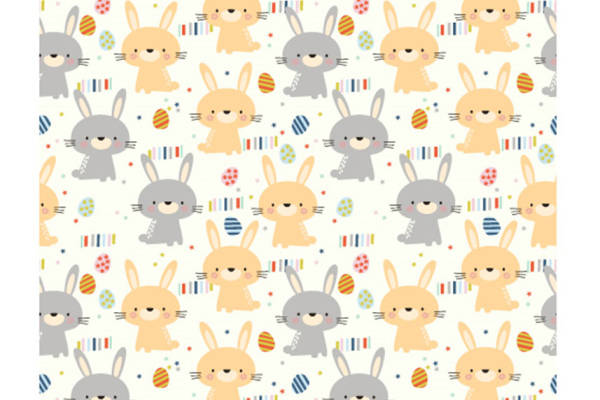 可爱卡通兔子面料印花，儿童服装印花设计