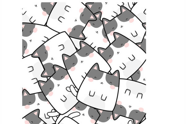 可爱卡通猫咪图案服装印花面料设计