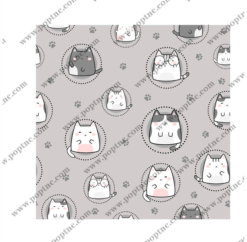 可爱卡通猫咪图案面料印花服装印花设计