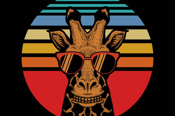 时尚潮流裁片印花服装印花设计：戴墨镜的羚羊图案