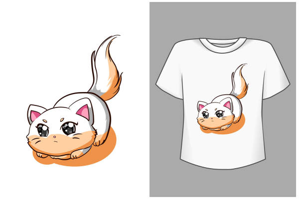 可爱卡通猫咪裁片印花服装印花设计