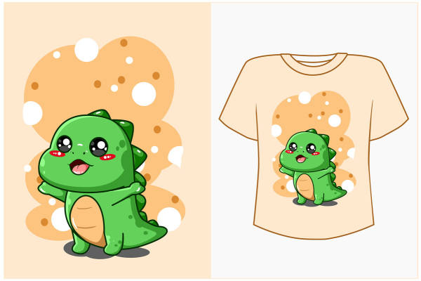 可爱卡通恐龙裁片印花服装印花设计