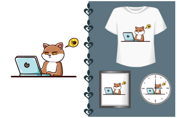 可爱猫咪裁片印花服装印花设计，萌趣卡通风格T恤