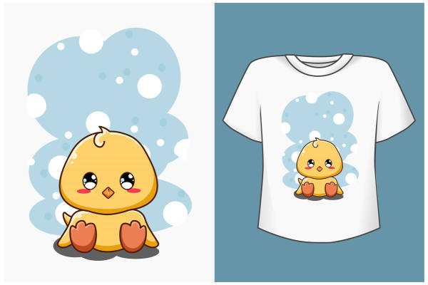 可爱小鸡裁片印花服装,打造时尚休闲风格