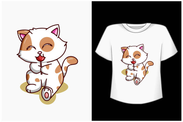 可爱卡通猫咪裁片印花服装印花设计