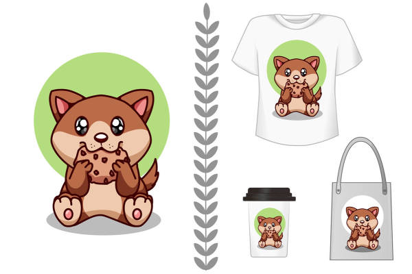 可爱卡通小浣熊裁片印花服装及配饰设计