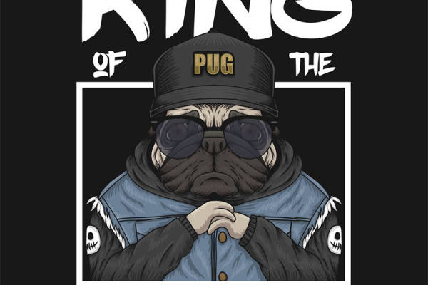 街头霸王巴哥犬裁片印花服装 潮流时尚个性设计