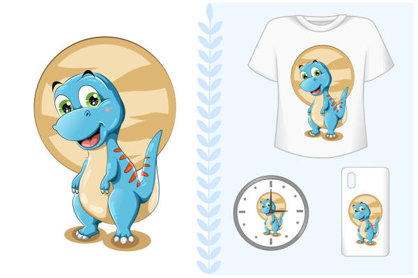 可爱卡通恐龙裁片印花服装及手机壳设计