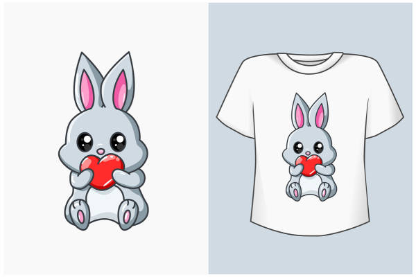 可爱卡通兔子裁片印花服装，展现个性时尚风格