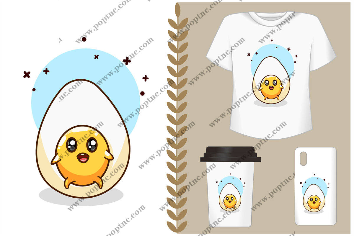 可爱小鸡裁片印花服装,萌趣卡通图案T恤手机壳咖啡杯