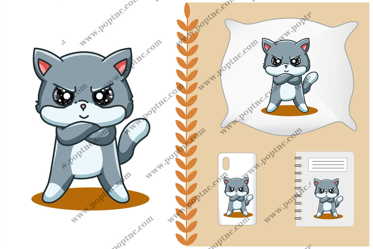 可爱卡通猫咪裁片印花服装印花设计