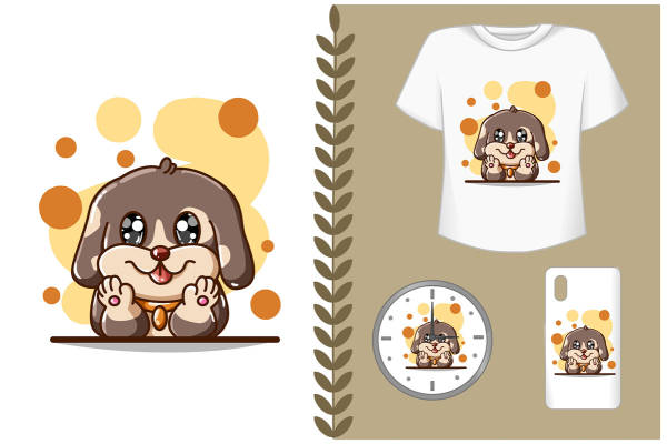 可爱卡通狗裁片印花服装印花设计