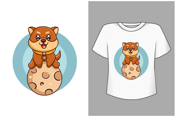 可爱卡通柴犬裁片印花服装印花T恤设计