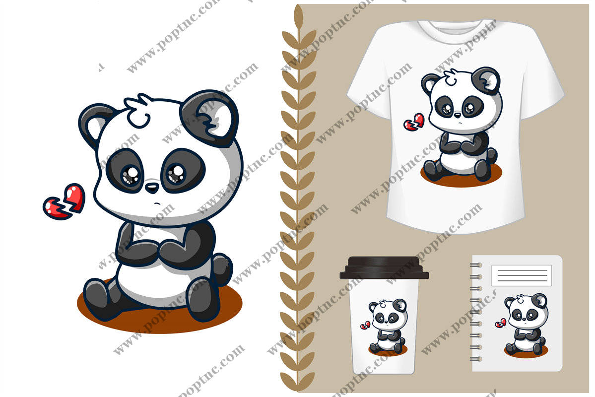 可爱熊猫主题裁片印花服装印花设计