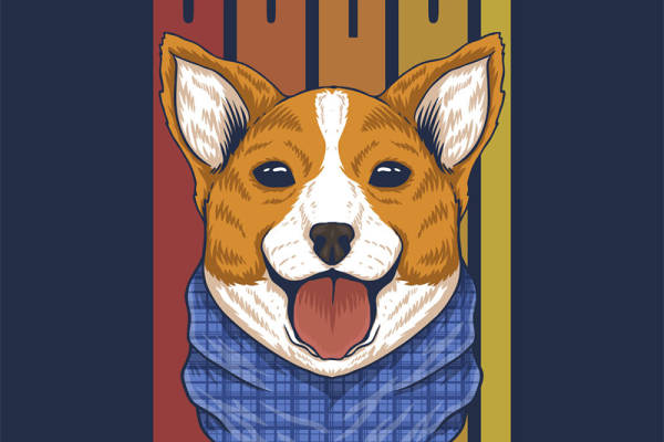 时尚可爱柯基犬裁片印花服装设计