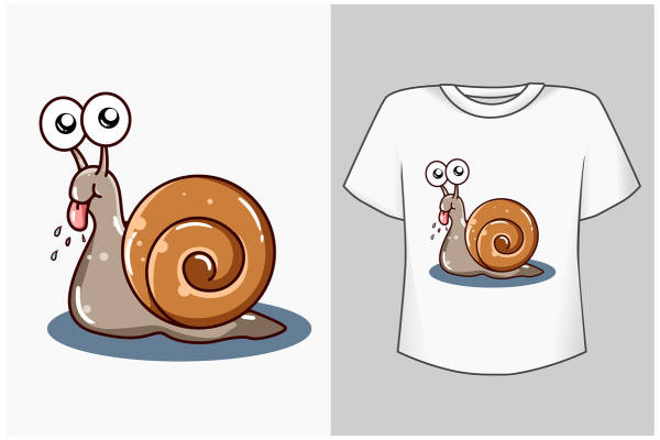 可爱卡通蜗牛裁片印花服装印花T恤设计