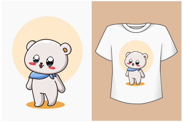 可爱卡通北极熊裁片印花服装印花设计